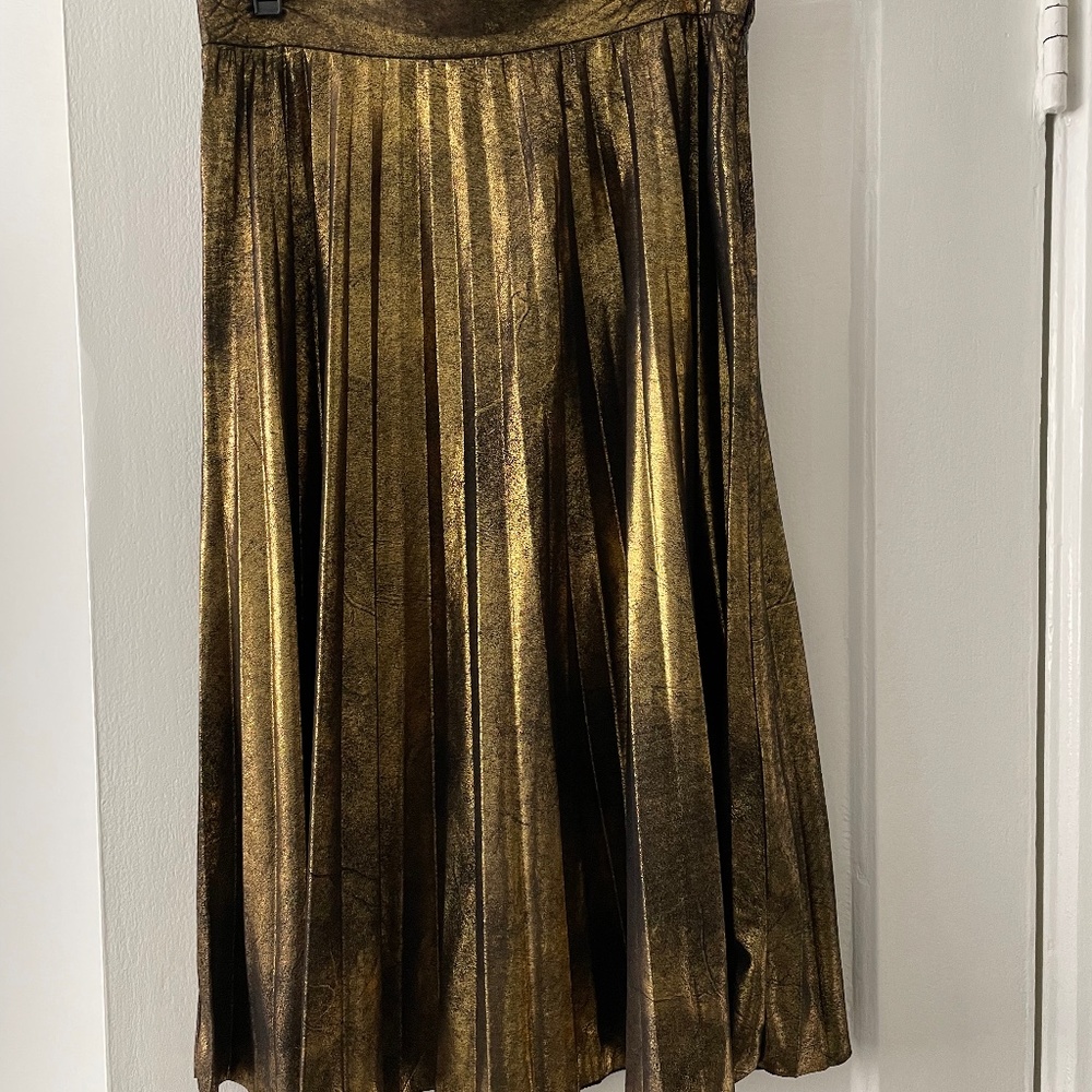 Zara foil print bronze  pleated skirt